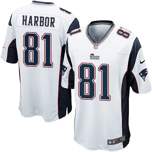Men's Game Clay Harbor Nike Jersey White Road - #81 NFL New England Patriots